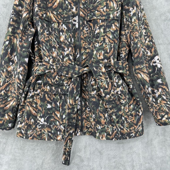 Ted Baker Jacket Womens 6 Inniza Cargo Urban Printed Pockets Camo Belted Green - Picture 4 of 14